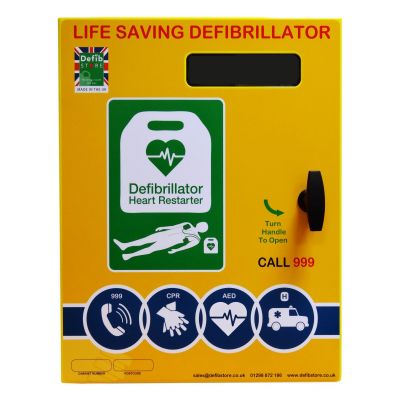 Stainless steel defibrillator cabinet unlocked with heater and LED light