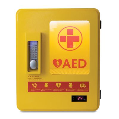 AED Alarmed Outdoor Heated Metal Defibrillator Cabinet