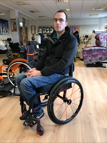 Phillip Kerr gets his new RGK Tiga Wheelchair