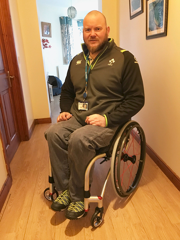 Mark Fenton takes delivery of his new RGK Tiga wheelchair