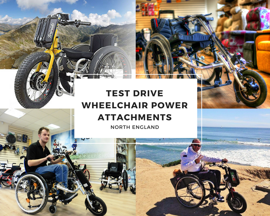 Test drive wheelchair power attachments, North England