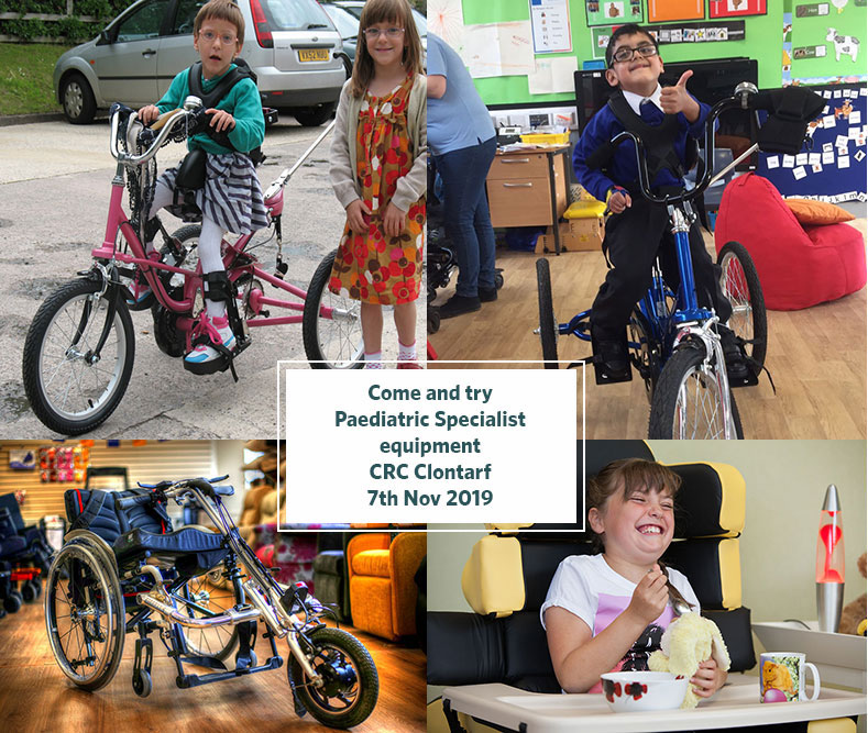 Come and try special needs trikes, specialist seating and kids wheelchair power attachments in Dublin on 7th Nov 2019